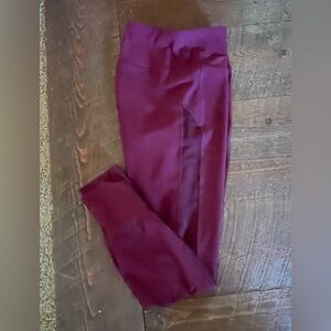 90 Degree By Reflex Burgundy Leggings w Mesh Side Panels